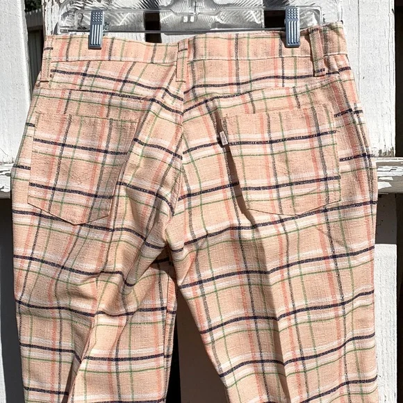 Levi’s plaid polyester pants 70’s sta-prest orange blue green - Picture 3 of 16
